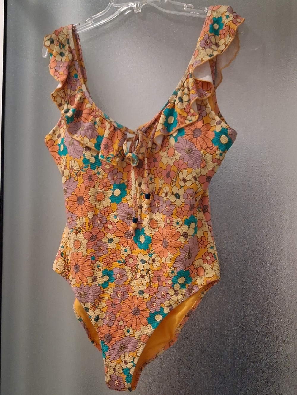 Jessica Simpson Floral Rendezvous Ruffle Neck One Piece Swimsuit
